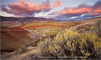 Painted Hills and Sage Stock Image, Central Oregon