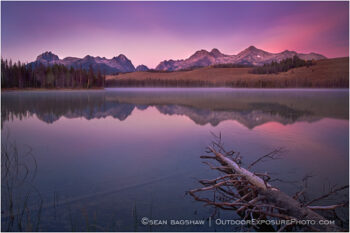 Little Redfish Dawn Stock Image, Sawtooth Range, Idaho Little Redfish Dawn Stock Image, Sawtooth Range, Idaho