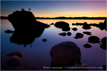 Sunset at Bonsai Rock Stock Image, Lake Tahoe, Nevada Sunset at Bonsai Rock Stock Image, Lake Tahoe, Nevada
