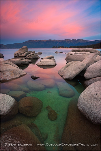 Emerald Water Molten Sky Stock Image, Lake Tahoe, Nevada Emerald Water Molten Sky Stock Image, Lake Tahoe, Nevada