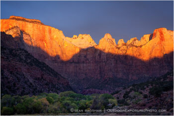 Lowering The Veil Of Darkness Stock Image, Zion, Utah Lowering The Veil Of Darkness Stock Image, Zion, Utah