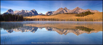 Little Redfish Lake Panorama Stock Image, Sawtooth Range, Idaho Little Redfish Lake Panorama Stock Image, Sawtooth Range, Idaho