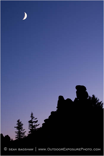 Moon above Rabbit Ear Rocks Stock Image, Southern Oregon Moon above Rabbit Ear Rocks Stock Image, Southern Oregon