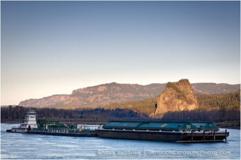 River Barge by Beacon Rock Stock Image Columbia River, Oregon River Barge by Beacon Rock Stock Image Columbia River, Oregon
