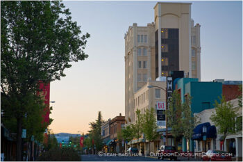 Main Street Morning Stock Image, Ashland, Oregon Main Street Morning Stock Image, Ashland, Oregon