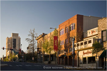 Main Street Morning 5 Stock Image, Ashland, Oregon Main Street Morning 5 Stock Image, Ashland, Oregon