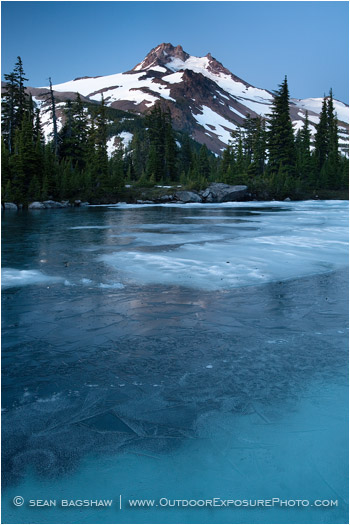 Mt. Jefferson Over Frozen Lake Stock Image Oregon Cascade Range Mt. Jefferson Over Frozen Lake Stock Image Oregon Cascade Range