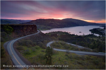 Rowena Curves Sunrise Stock Image, Columbia River, Oregon Rowena Curves Sunrise Stock Image, Columbia River, Oregon