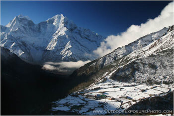 Thamserku Overlooking The Village Of Dole Stock Image, Khumbu Region, Nepal Thamserku Overlooking The Village Of Dole Stock Image, Khumbu Region, Nepal