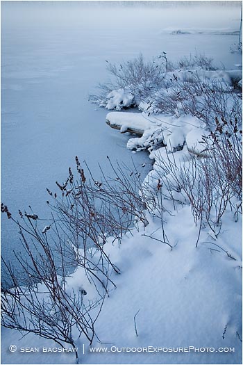 Lake Edge In Snow Stock Image, Southern Oregon Lake Edge In Snow Stock Image, Southern Oregon