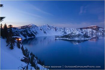 Crater Lake Lookout At Dusk Stock Image, Oregon Crater Lake Lookout At Dusk Stock Image, Oregon