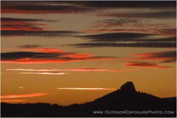 Pilot Rock Sunrise Stock Image, Ashland, Oregon
