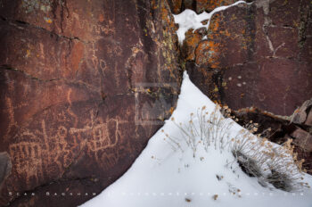 Snowy Petroglyph 3 Stock Image, Petroglyph Lake, Oregon Snowy Petroglyph 3 Stock Image, Petroglyph Lake, Oregon