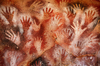 ancient hand prints stock image, patagonia, Argentina