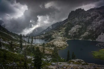 Canyon Creek Lakes 2 stock image, Thompson Peak, california