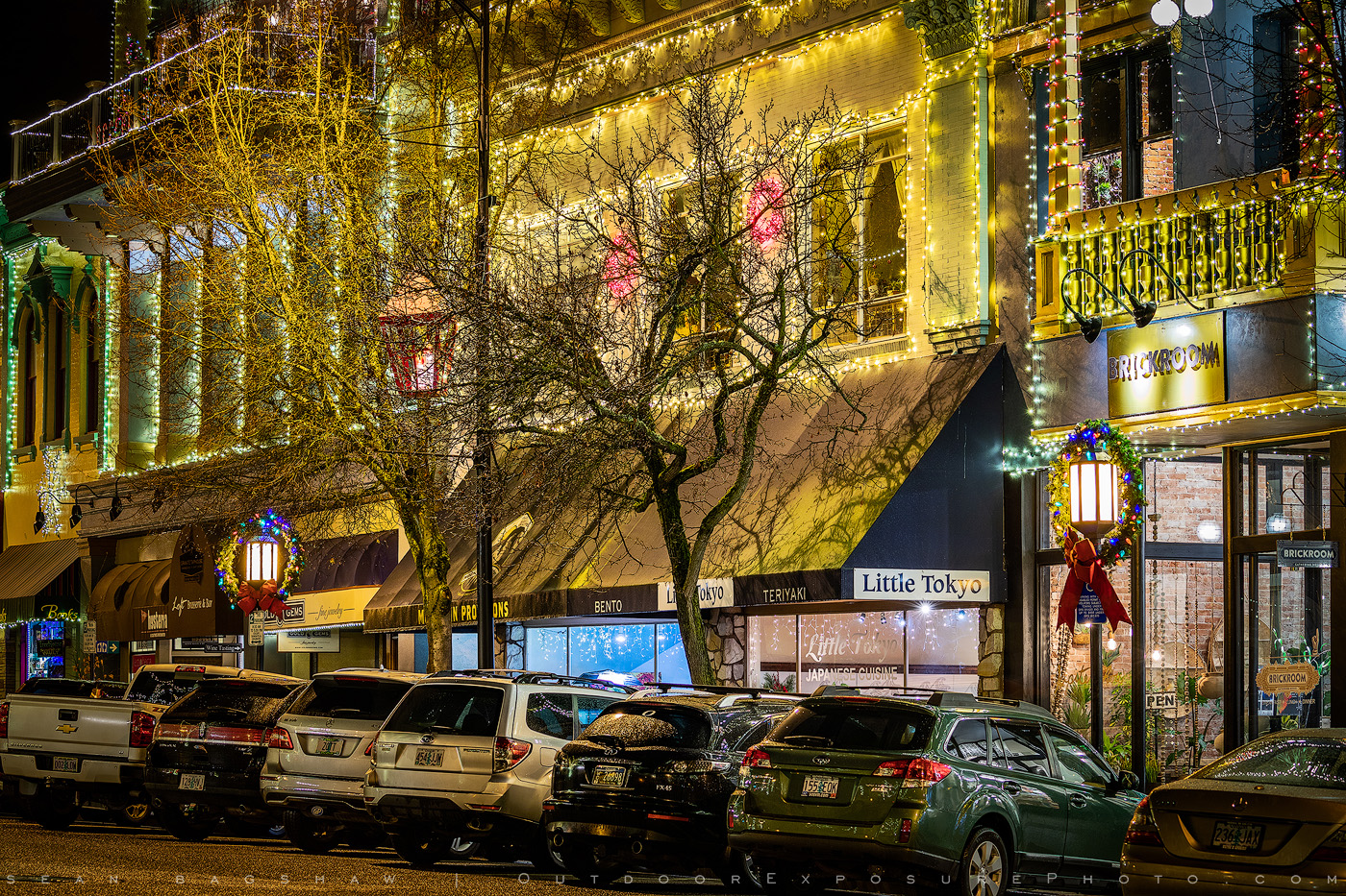 holiday lights 9 stock image, ashland, oregon