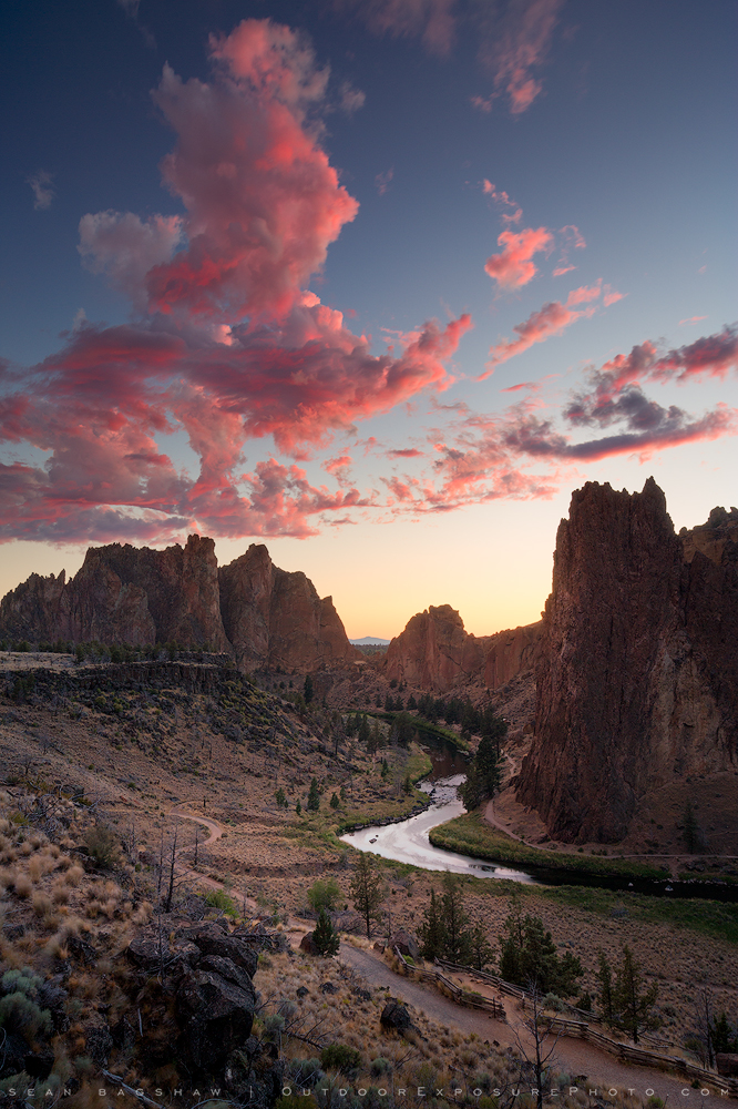 cotton candy clouds stock image, smith rock, oregon