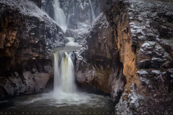 white river falls winter stock image, central oregon white river falls winter stock image, central oregon
