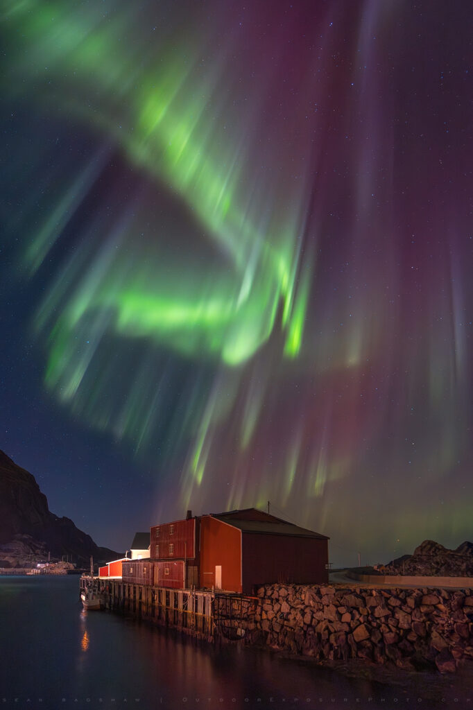 Lights Dancing, Mortsund Fishing Village, Lofoten, Norway