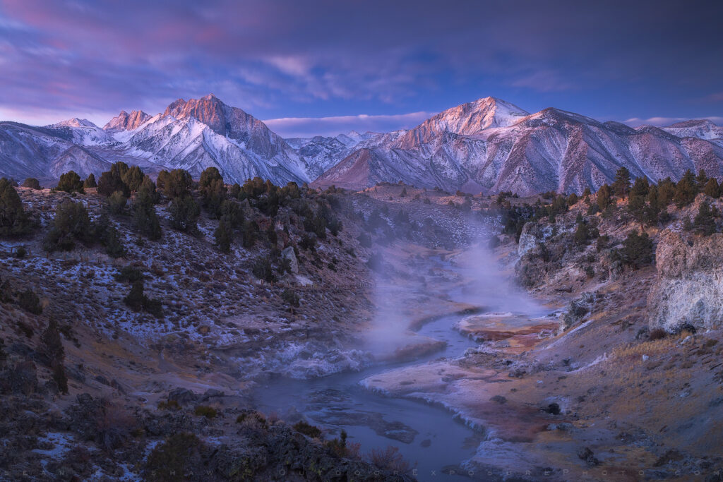 Blue Hour at Hot Creek Geothermal Area, Eastern Sierra, California